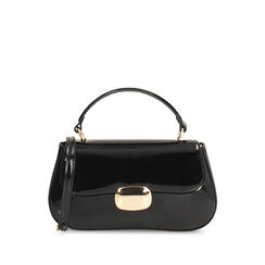 Mini bag nera in vernice con tracolla removibile, Primadonna, 265126560VENEROUNI, 001a