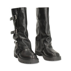 Stivali biker neri con fibbie, Primadonna, 260620501LANERO035, 003 preview
