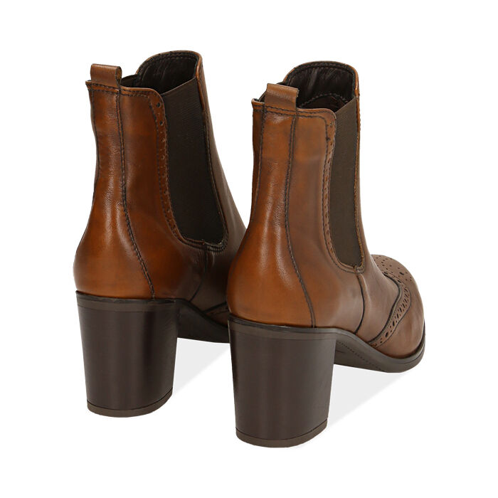 Ankle boots cuoio in pelle, tacco 7,50 cm | Primadonna Collection