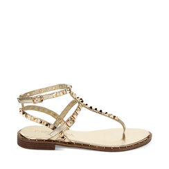 Sandalias planas doradas en laminado, Special Price, 234922819LMOROG037, 001a