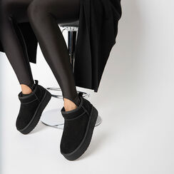 Bottines d'hiver noires en daim avec talon de 4,5 cm, Primadonna, 26N801251CMNERO035, 002a