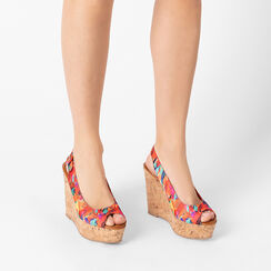 Cuñas mujer multicolor naranja en satén, Primadonna, 254907982RSMUAR035, 002a