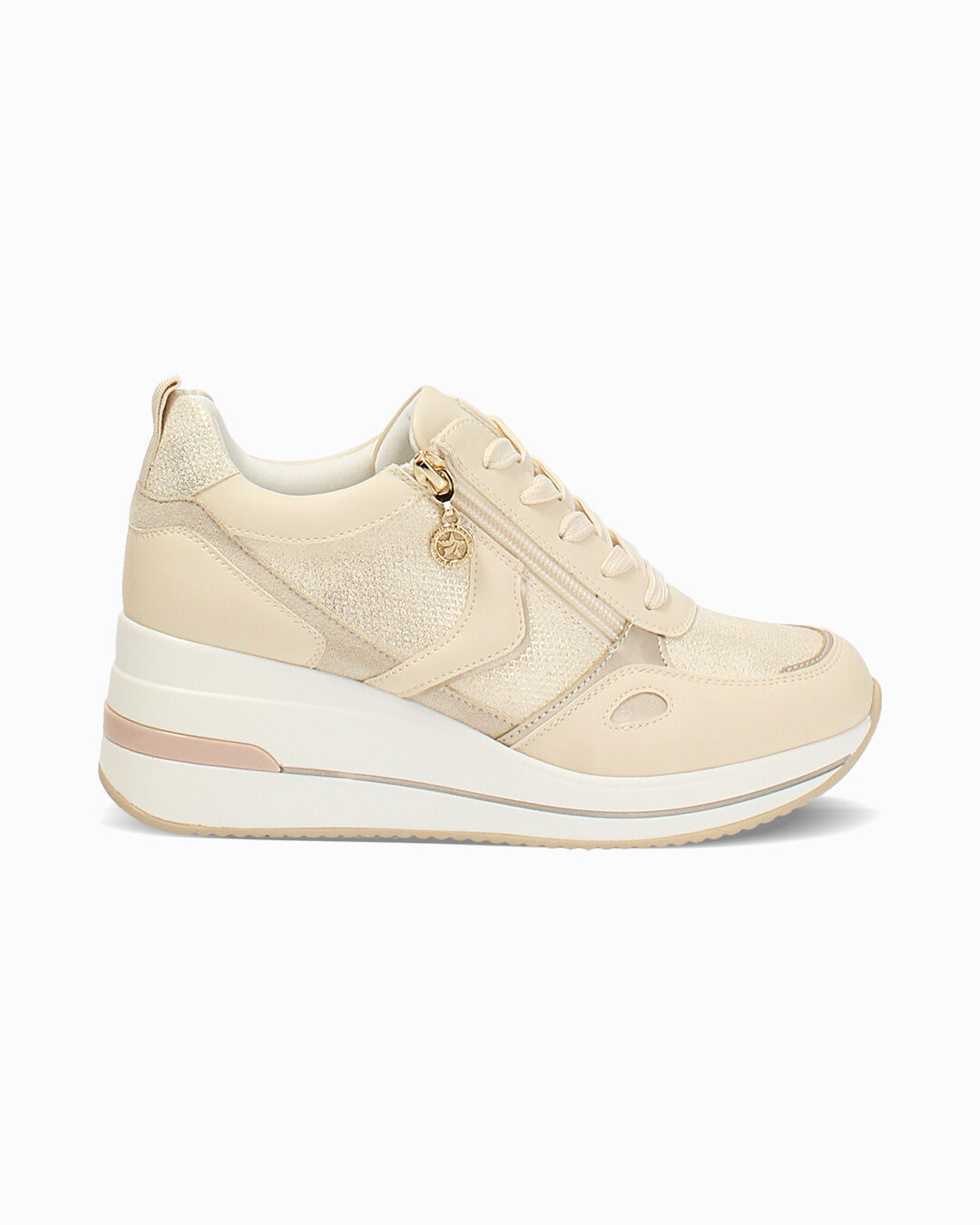 Sneakers beige con tacco 6,5 cm