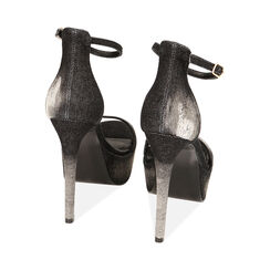 Sandali plateau neri in tessuto, tacco 13 cm, Primadonna, 212187501TSNERO036, 003 preview