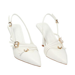 Zapatos de tacón destalonados blancos, 232161225EPBIAN036, 002a
