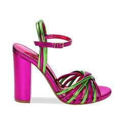 Sandali con tacco fucsia in laminato, Primadonna, 232760885LMFUCS035, 001 preview