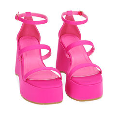 Sandali fucsia in tessuto, tacco 9 cm, Primadonna, 214915751LYFUCS035, 002a