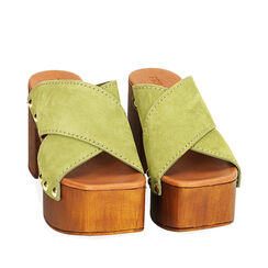 Sandali verdi in camoscio, tacco 9 cm, Primadonna, 214387855CMVERD036, 002a