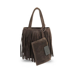 Mini bag con frange testa di moro in camoscio, Primadonna, 260805168CMMOROUNI, 001a