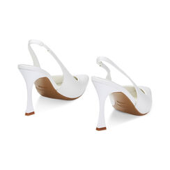 Décolleté slingback bianche, tacco 9,5 cm, Primadonna, 232102602EPBIAN035, 003 preview