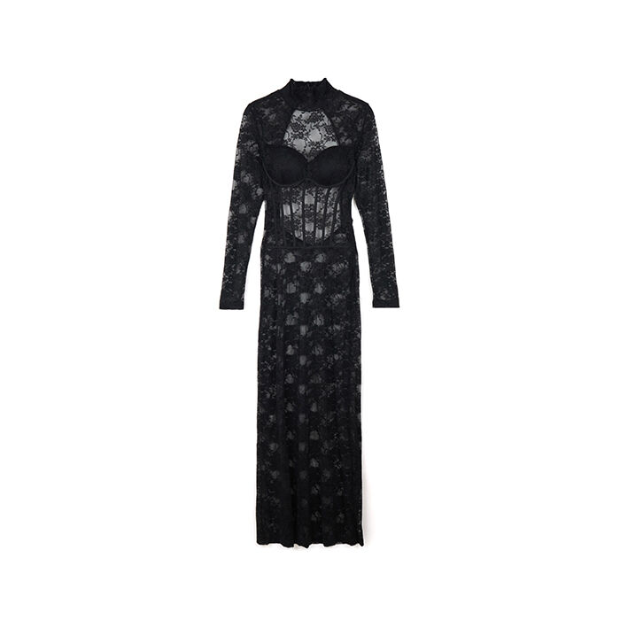 Vestito nero da donna in pizzo, Primadonna, 26C925025TSNEROM