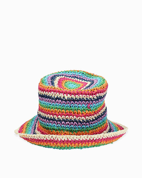 Cappello donna multicolor in raffia, 