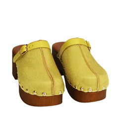 Clogs gialli in cavallino, tacco 6 cm , Primadonna, 194305215CWGIAL035, 002a