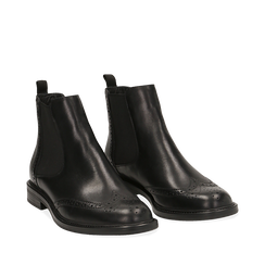 Chelsea boots neri in vera pelle, Stivaletti, 147729508PENERO036, 002a