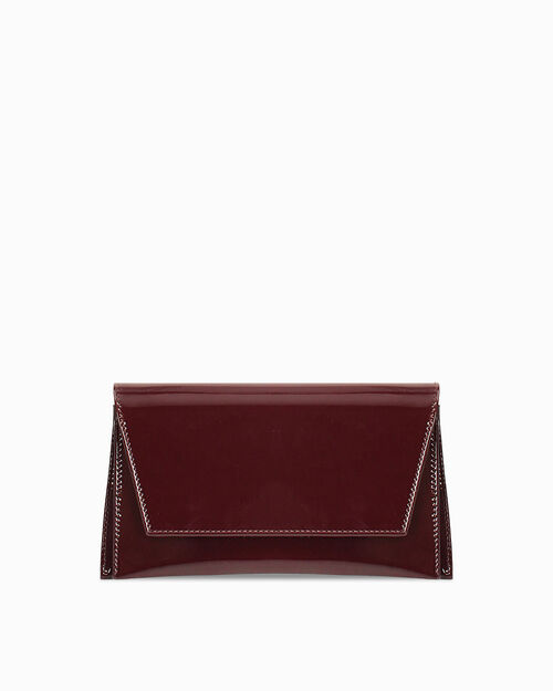 Pochette bordeaux vernice con tracolla removibile, BURGUNDY