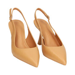 Décolleté slingback camel, tacco 8 cm, Primadonna, 234934803EPCAME035, 002 preview