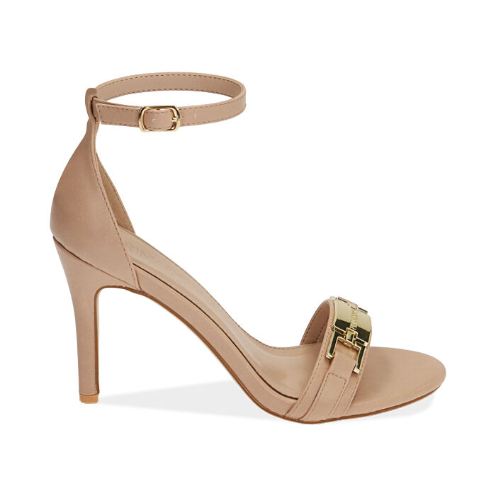 Sandali nude con staffa, tacco 9,5 cm , Primadonna, 192113602EPNUDE036