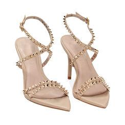 Sandalias con tacón nude con tachuelas, 232107901EPNUDE037, 002a