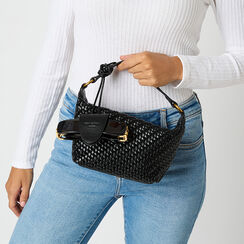 Mini bag nera in materiale intrecciato, Primadonna, 261600636EINEROUNI, 002 preview