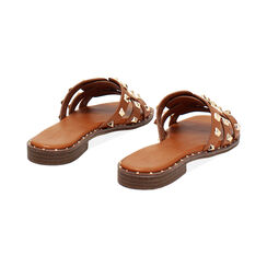 Sandali bassi donna cognac con borchie oro, Primadonna, 254922832EPCOGN035, 004 preview