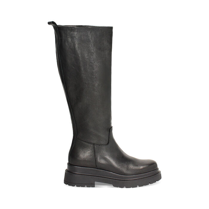 Bottes noires en cuir lavé avec détails élégants, Primadonna, 261050505PANERO036