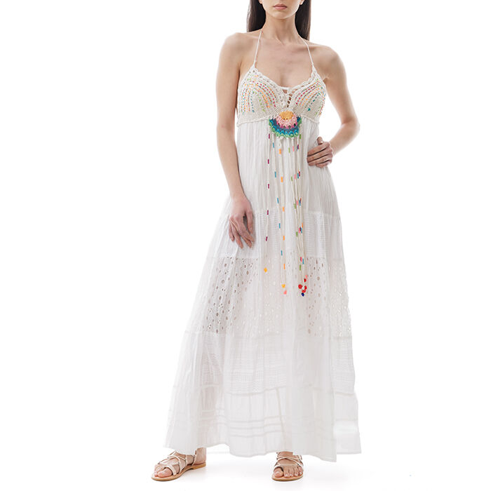 Vestito bianco ricami rainbow, Primadonna, 210569186TSBIANM