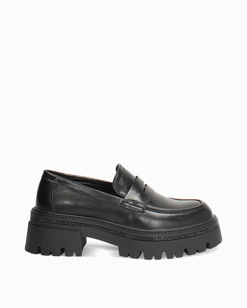 CHAUSSURES POUR FEMMES MOCASSINS SYNTHET, BLACK