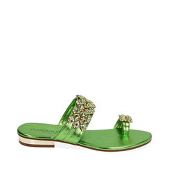 Sandali flat gioiello verde laminato, SPECIAL SALE, 194909955LMVERD035, 001a