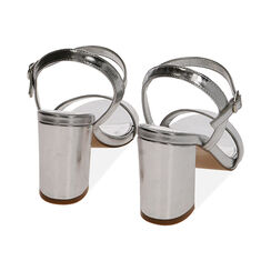 Sandali argento laminato, tacco 8 cm, ULTIME OCCASIONI, 214903601LMARGE037, 003 preview