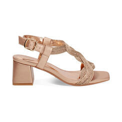 Sandale à talon pour femme rose-or en tissu, Primadonna, 254941725TSRAOR035, 001 preview