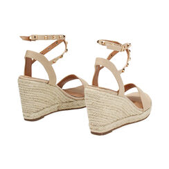 Zeppe donna beige in canvas con braccialetto, Primadonna, 25G402081CABEIG035, 004 preview