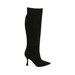 Bottes noires en microfibre, talon 9,5 cm , Primadonna, 202188204MFNERO036, 001a