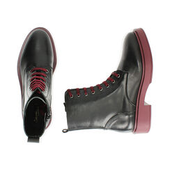 Anfibi neri in pelle, tacco 4 cm , Special Price, 187245018PENERO036, 003 preview