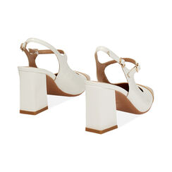 Décolleté slingback donna bianche-camel in vernice, tacco largo 7,5 cm, Primadonna, 254943780VEBICA035, 004 preview