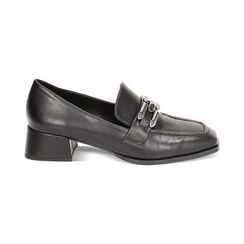 Mocassino nero, tacco largo 4 cm, Primadonna, 244906802EPNERO035, 001 preview