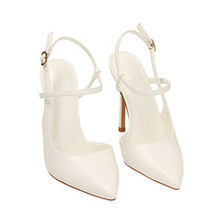Décolleté slingback bianche, tacco 10,5 cm, Primadonna, 212186142EPBIAN035, 002 preview