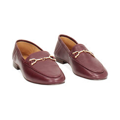 Mocasines burdeos de piel auténtica con suela de goma, Primadonna, 26N108061PEBORD035, 003 preview