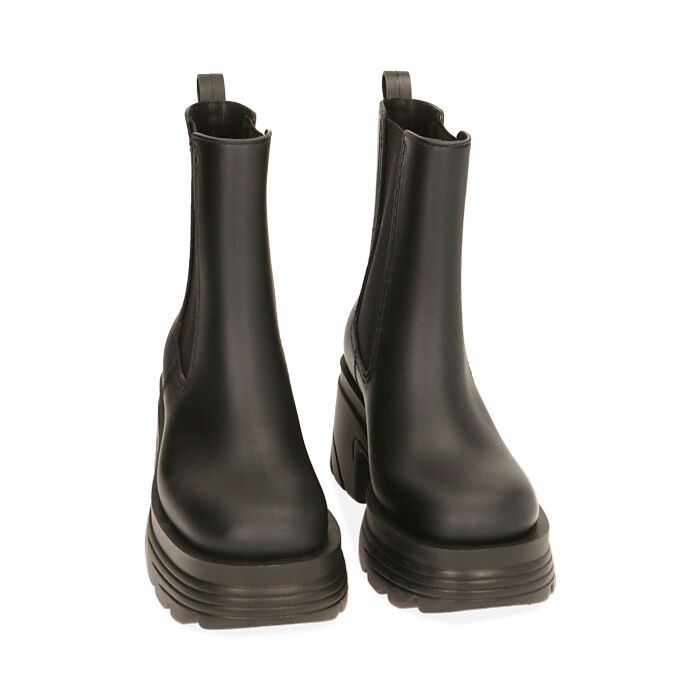 Bottines Chelsea Imperméables Femme – Style Plateforme, Simili Cuir Beige, Semelle Gomme