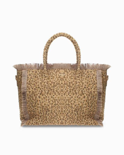 Borsa a spalla leopard-marrone con tracolla removibile, MULTI COLOR