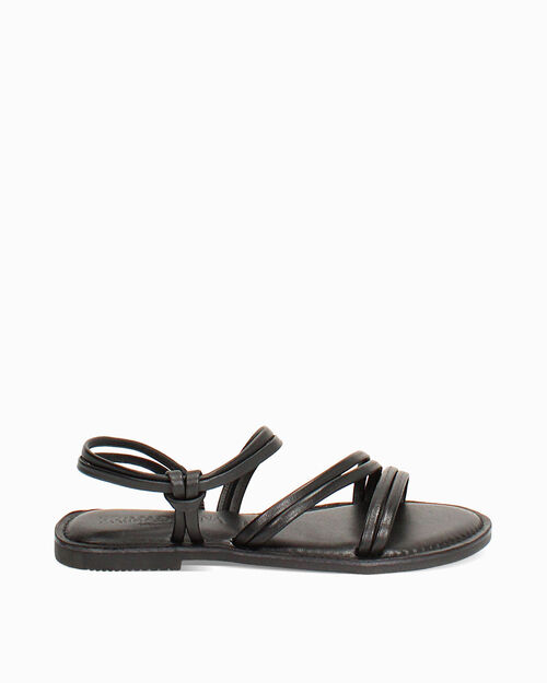 Sandali bassi neri in pelle, BLACK