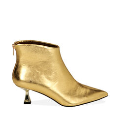Ankle boots oro laminato, tacco 5,5 cm , Primadonna, 204954401LMOROG036, 001a