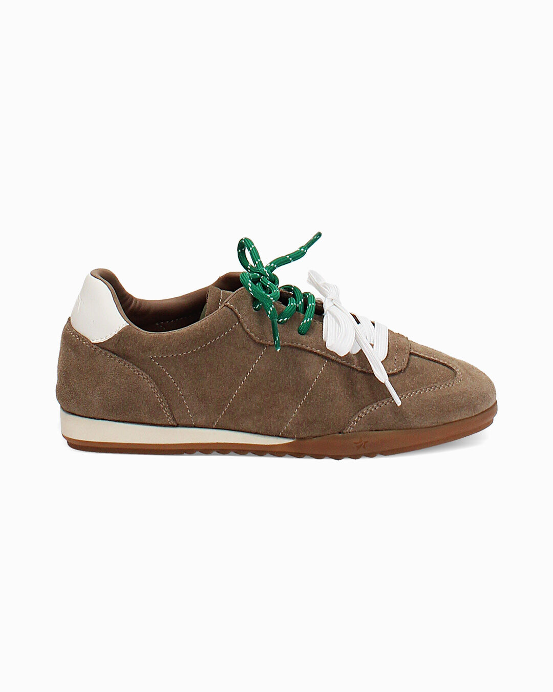 Sneakers taupe in camoscio con doppio laccio