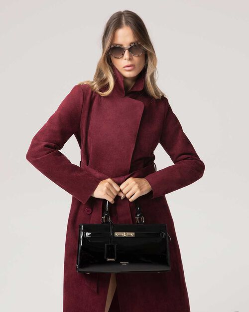 Bolso de mano negro con detalles dorados, BLACK