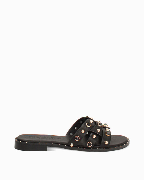 Sandali bassi neri con borchie, BLACK
