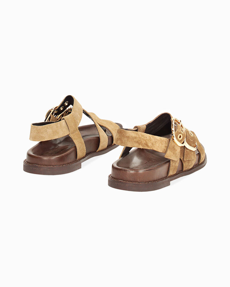 Sandali bassi donna taupe in camoscio image number null