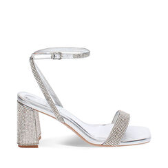 Sandalia con tacón mujer plateado luminoso, Primadonna, 254924216LPARGE035, 001a