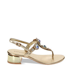 Sandales à talons dorés en laminé avec pierres, Primadonna, 234946621LPOROG035, 001a