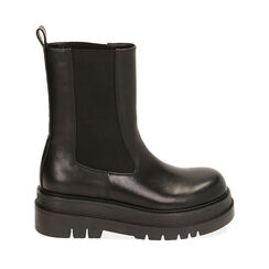 Chelsea boots neri, platform 5,5 cm , SALDI, 183090605EPNERO035, 001a