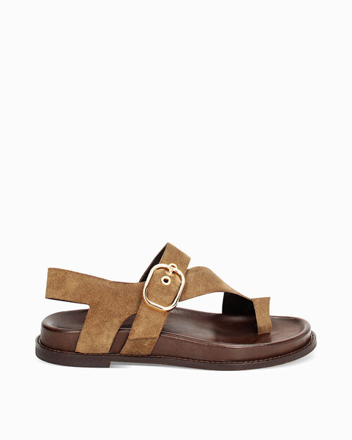 Sandali bassi donna taupe in camoscio, 