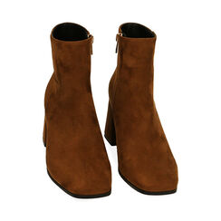 Ankle boots cognac in microfibra, tacco 7 cm , Special Price, 204988212MFCOGN036, 002 preview